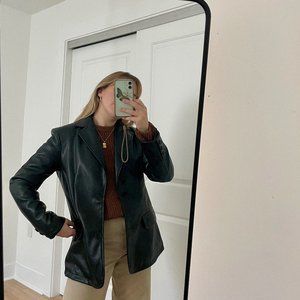 Avec Les Filles Faux Leather Blazer Jacket